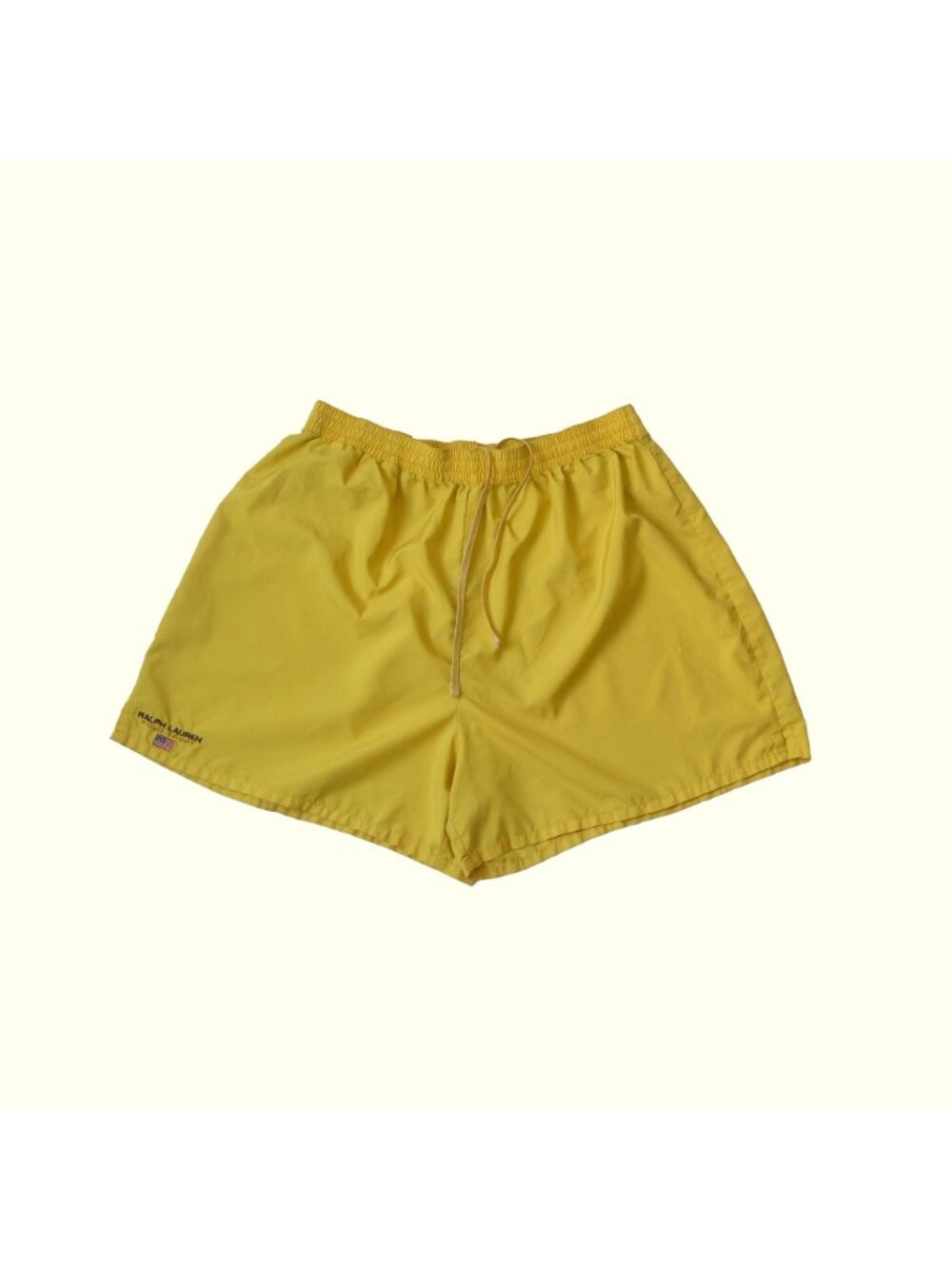 RALPH LAUREN POLO SPORT VTG 90s RETRO FLAG LOGO YELLOW SHORTS TRUNKS SWIM SZ M